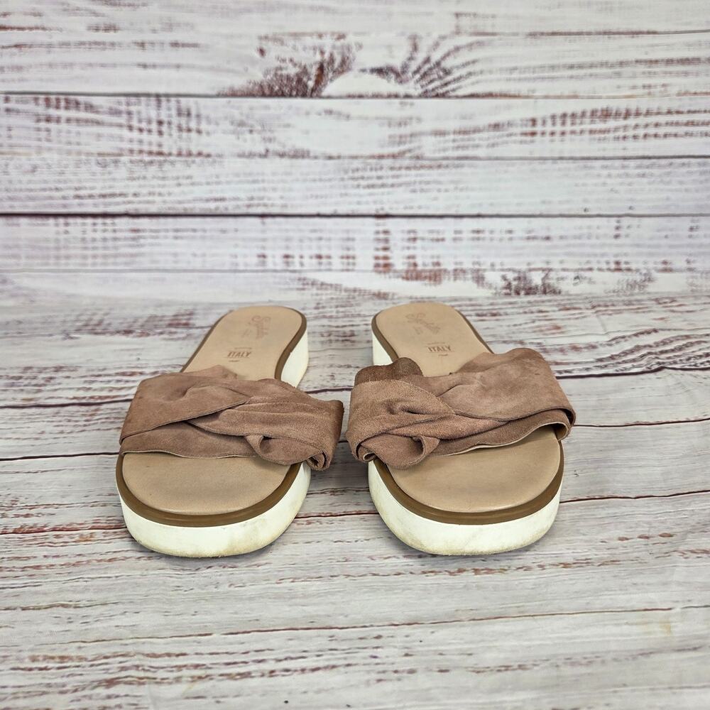 Seychelles Taupe Suede Knotted Slide Sandals - Picture 3 of 8